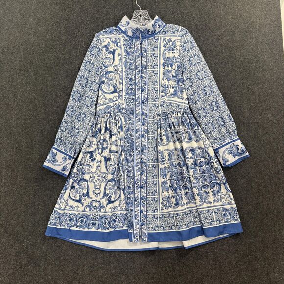 Dalia MacPhee Dresses & Skirts - Blue and White Printed Midi Dress